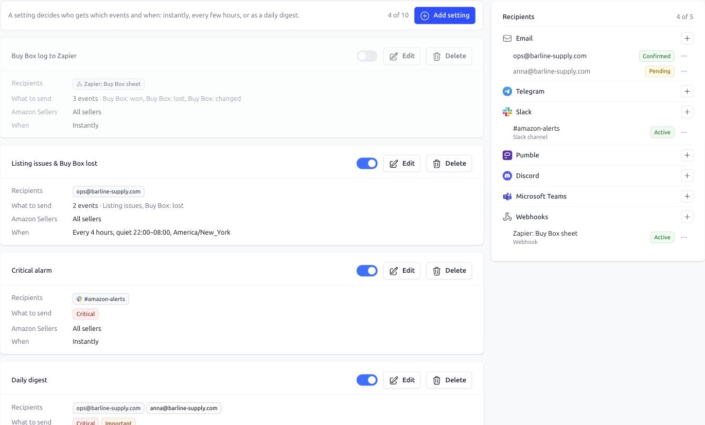 Smart Alerts. Notification tab