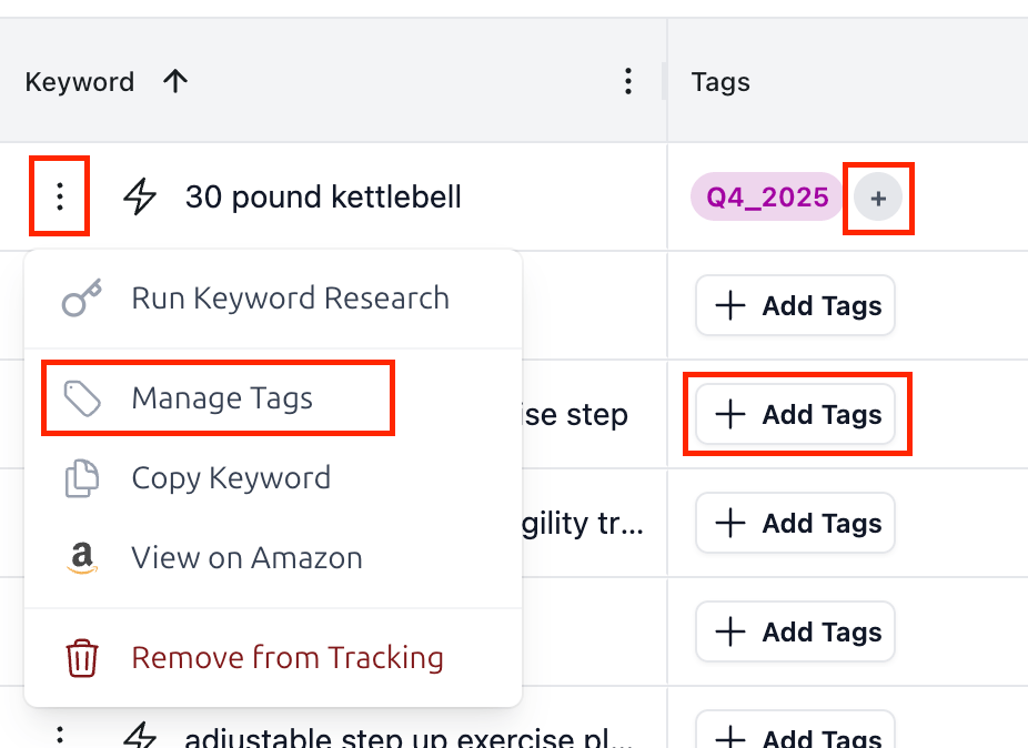 Rank Tracker Add Tags