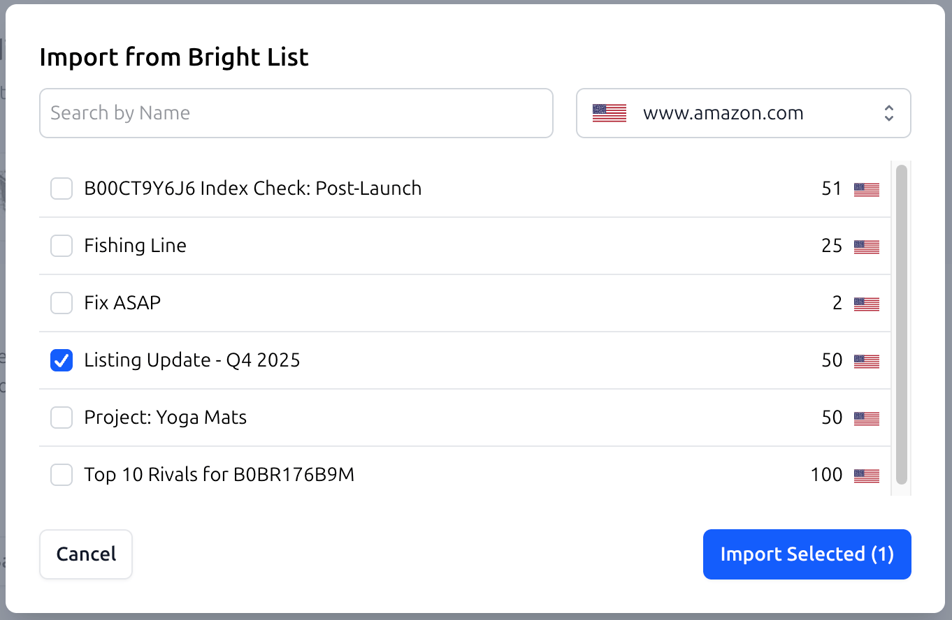 Import from Bright List