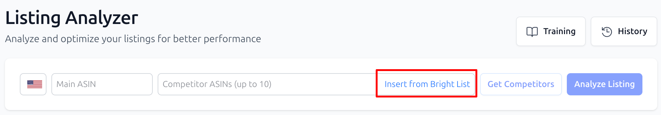 Listing Analyzer Insert from Bright List