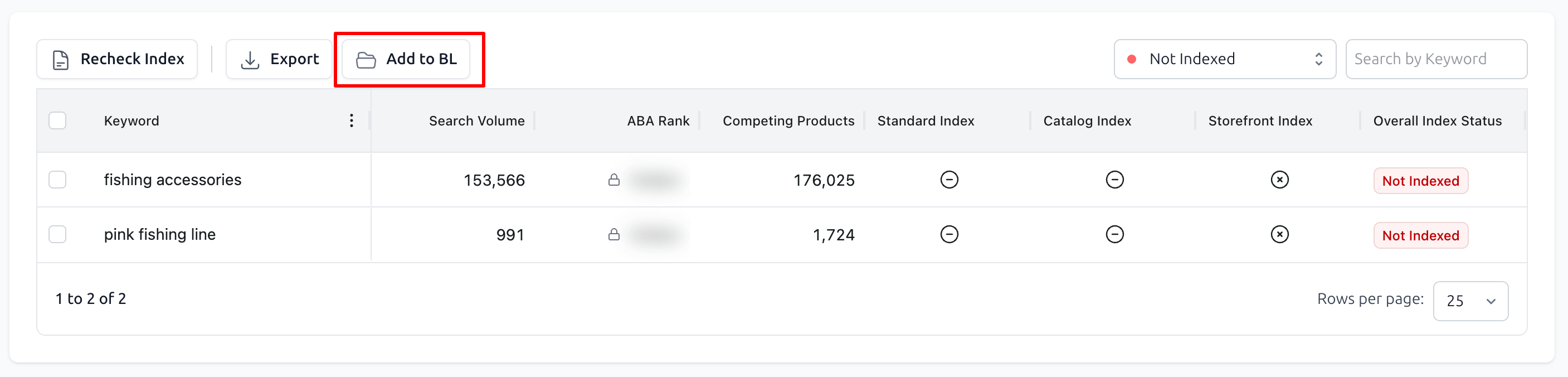 Index Checker Export to Bright List