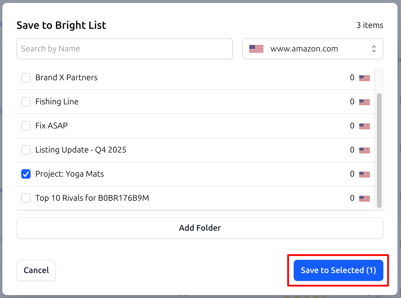 Product Research Export to Bright List