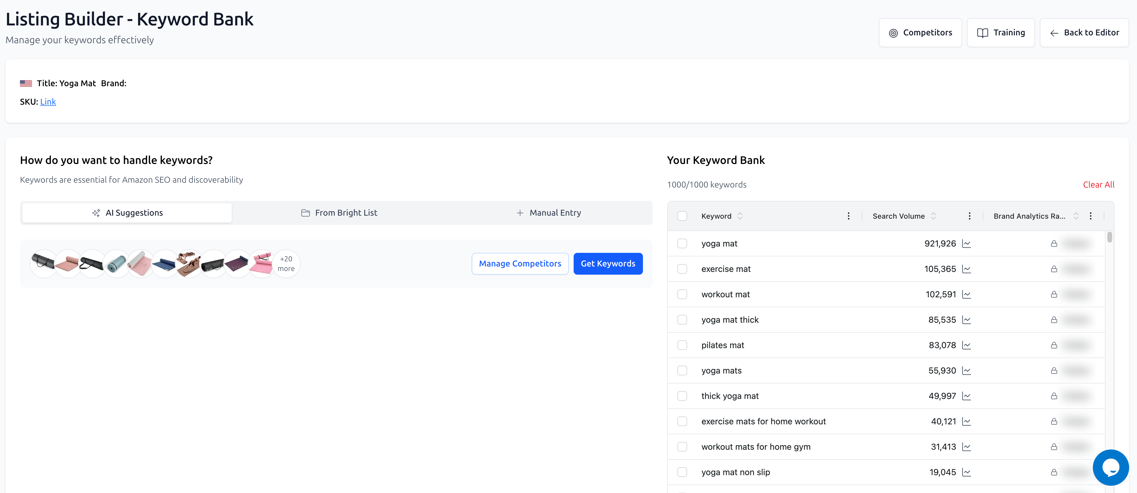 Keyword Bank - Manage Keywords