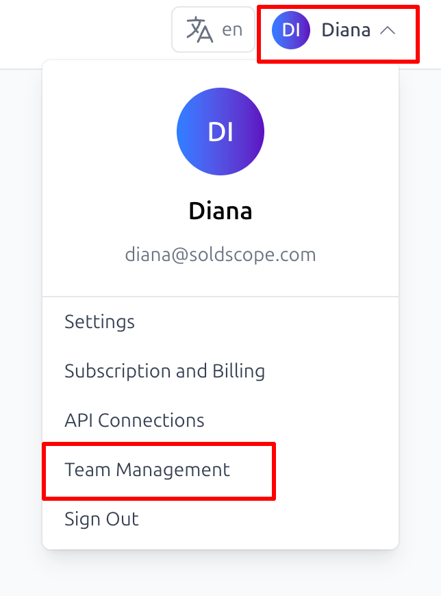 Team Management Link