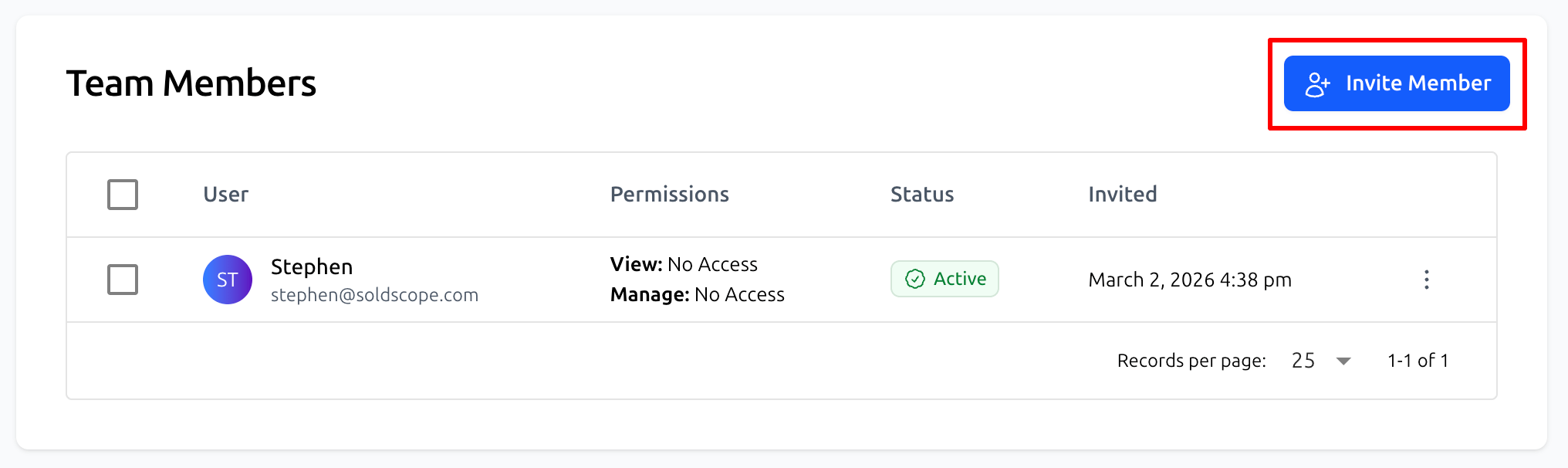 Team Management Invite Member