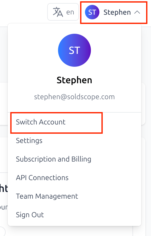 Switch Account Menu