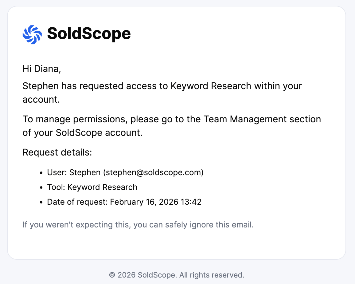 Access Request Email