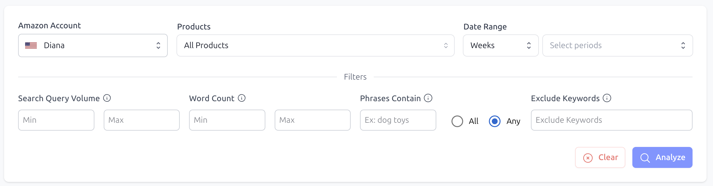 SQP Analyzer Filters