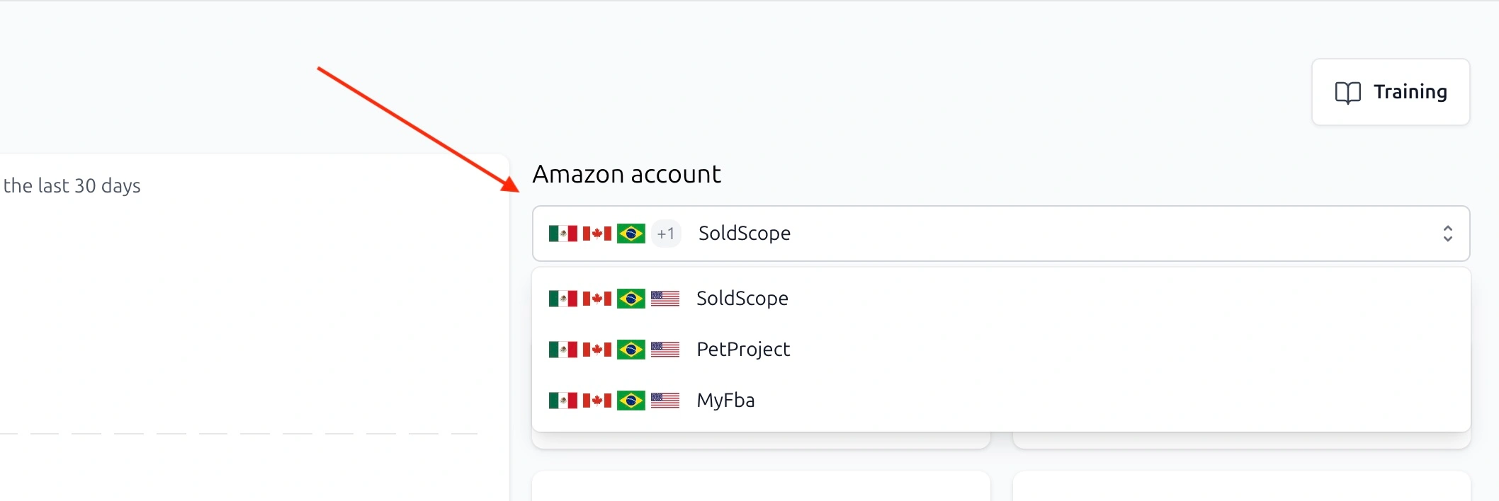 Amazon Account (SP API Token) Selector
