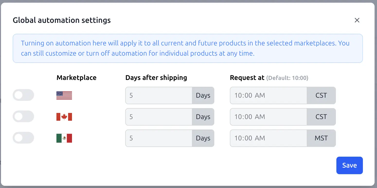Global automation settings