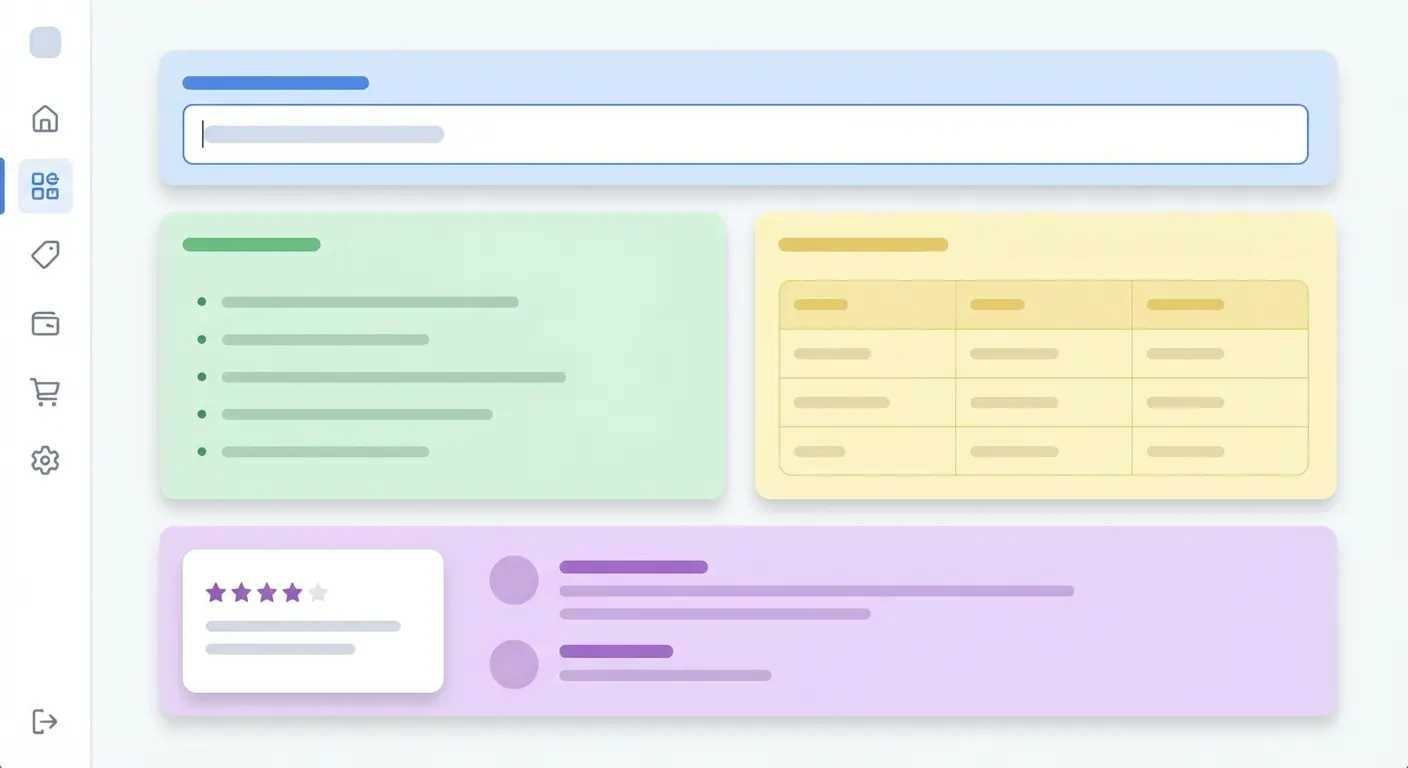 Product listing dashboard