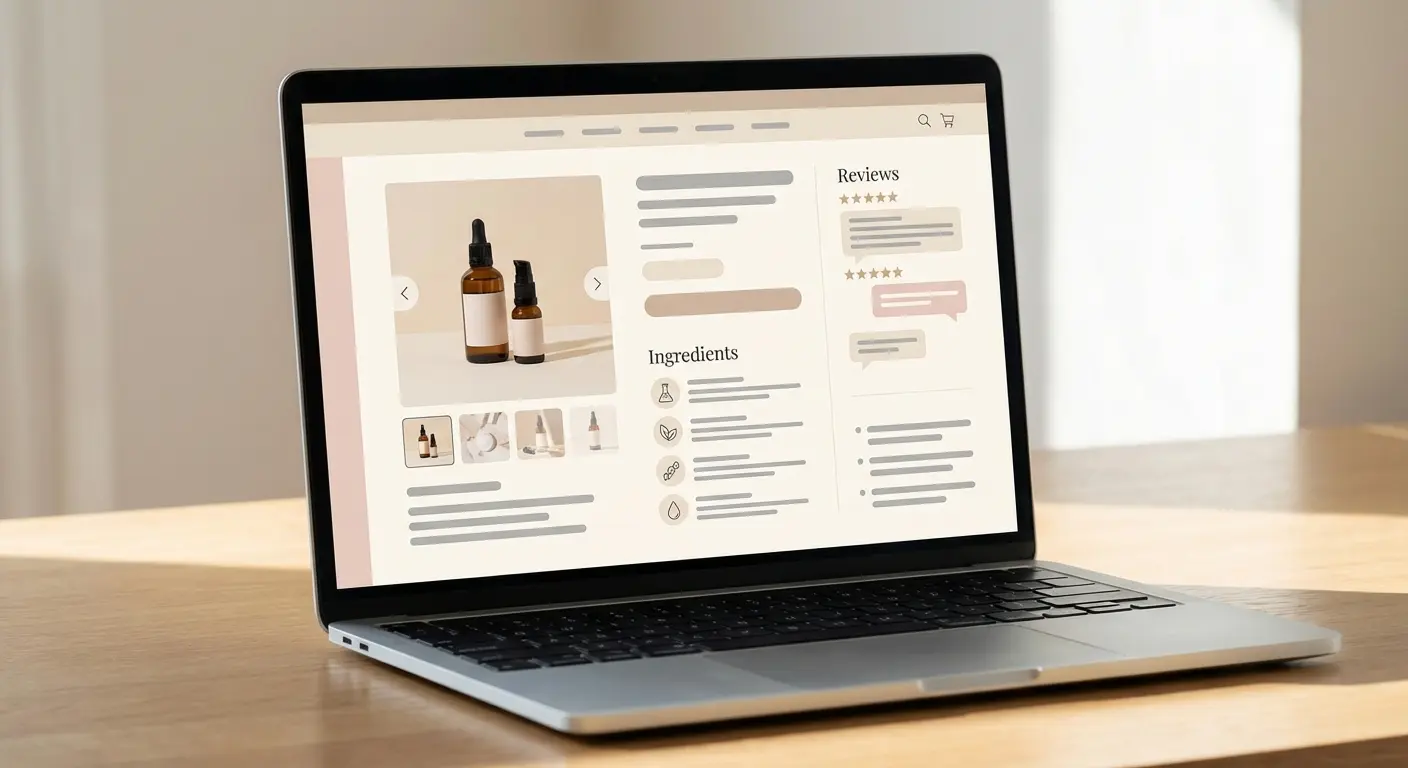 skincare product page layout